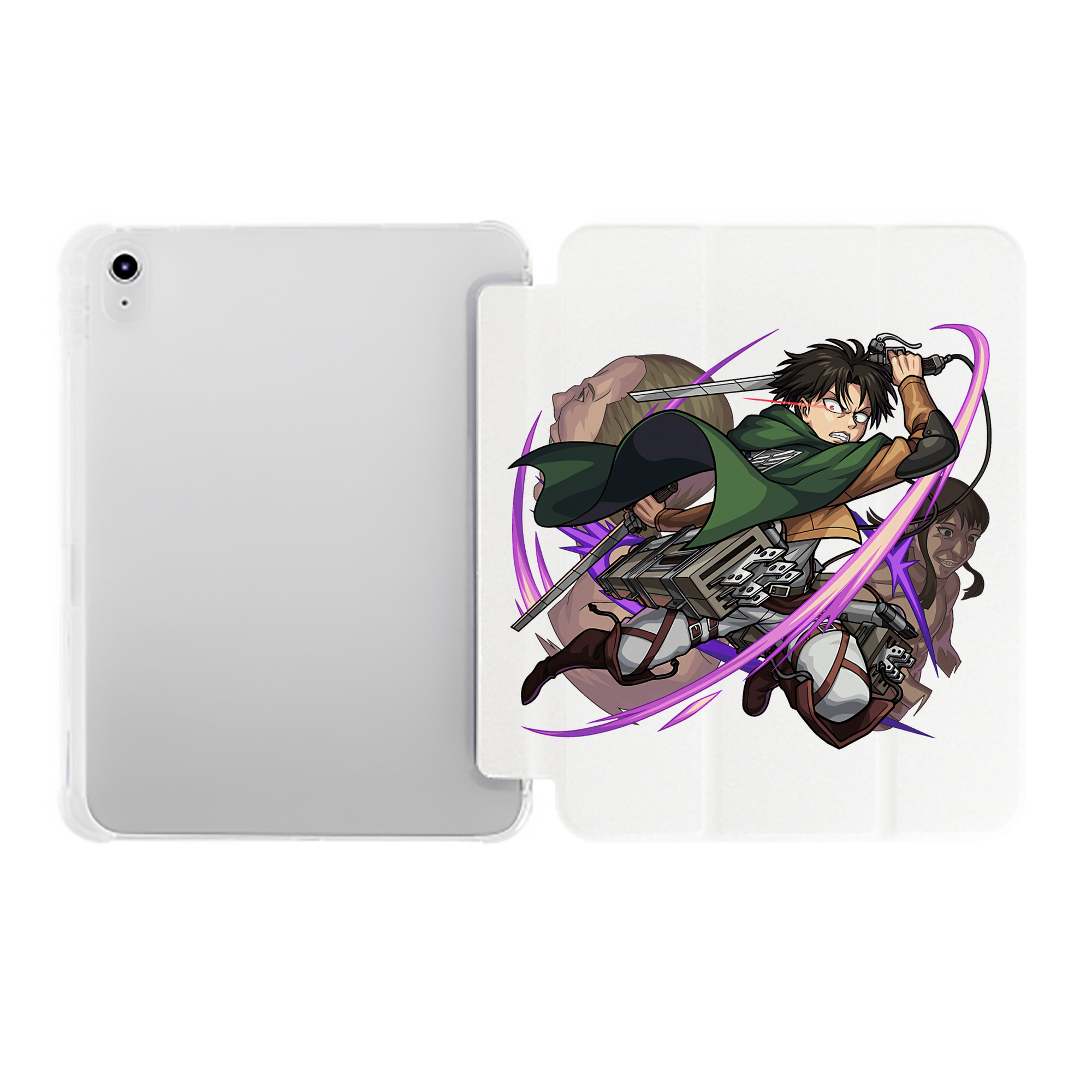 （画像用） 進撃の巨人 リヴァイ·アッカーマン Attack on Titan Levi Ackerman IPad ケース ペン収納付き 三つ折りスタンド PUレザー×シリコン 対応機種9.5/10.5/10.9インチ